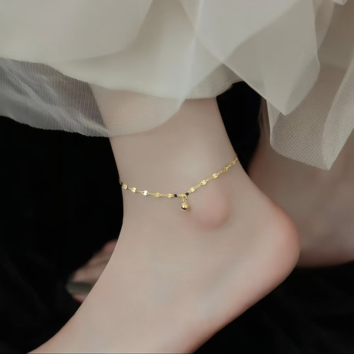 The Dainty Droplet Ankle Anchor: 925 Sterling Silver & 14K Gold-Plated Ankle Bracelet Set