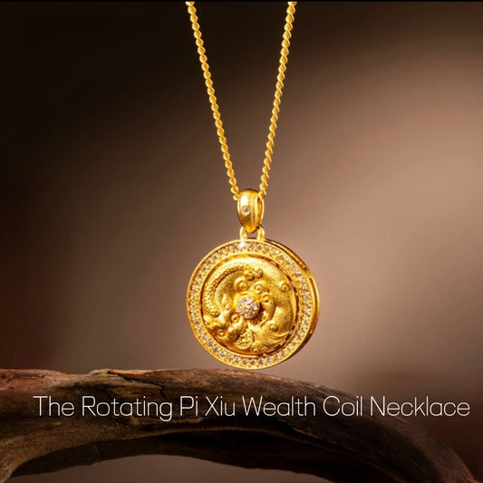 AuraNudge Premium Rotating Pi Xiu Wealth Coil Necklace | 360° Spin for Luck & Prosperity | Investment-Grade Fortune Amulet