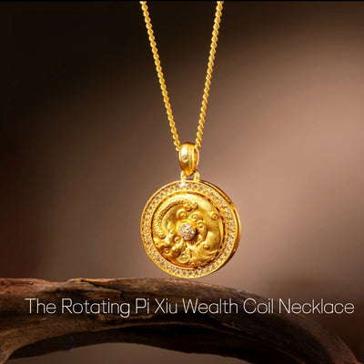 AuraNudge Premium Rotating Pi Xiu Wealth Coil Necklace | 360° Spin for Luck & Prosperity | Investment-Grade Fortune Amulet
