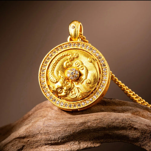 AuraNudge Premium Rotating Pi Xiu Wealth Coil Necklace | 360° Spin for Luck & Prosperity | Investment-Grade Fortune Amulet