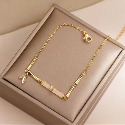The Bamboo Serenity Ankle Anchor: 18K Gold, Jade & Micro-Pave CZ Anklet — For Resilient Frame Alignment