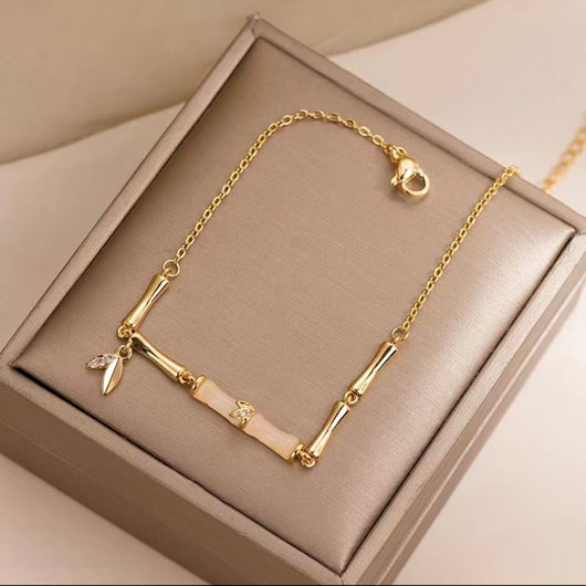 The Bamboo Serenity Ankle Anchor: 18K Gold, Jade & Micro-Pave CZ Anklet — For Resilient Frame Alignment