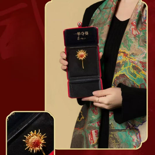 "Chasing the Sun" Brass Sunflower Brooch — A Daily Anchor for Optimism