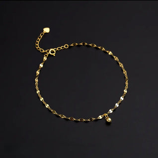 The Dainty Droplet Ankle Anchor: 925 Sterling Silver & 14K Gold-Plated Ankle Bracelet Set