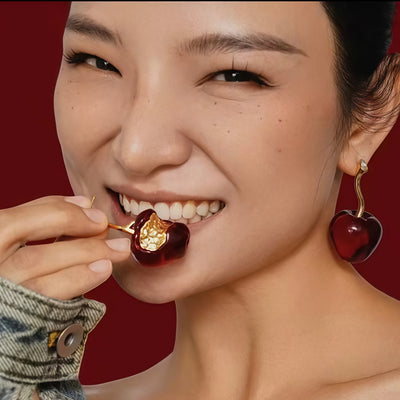 The Cherry Magnet Patch: 18K Gold-Plated Brass & Glossy Resin Aesthetic Anchor