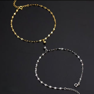 The Dainty Droplet Ankle Anchor: 925 Sterling Silver & 14K Gold-Plated Ankle Bracelet Set