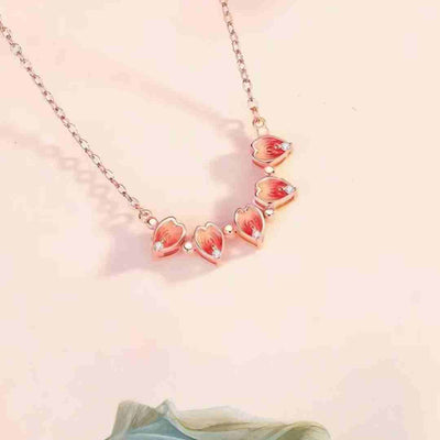 AuraNudge "Blossom Shift" Kinetic Necklace — 2-in-1 Magnetic Peach Blossom (925 Silver)