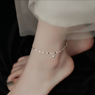 The Dainty Droplet Ankle Anchor: 925 Sterling Silver & 14K Gold-Plated Ankle Bracelet Set