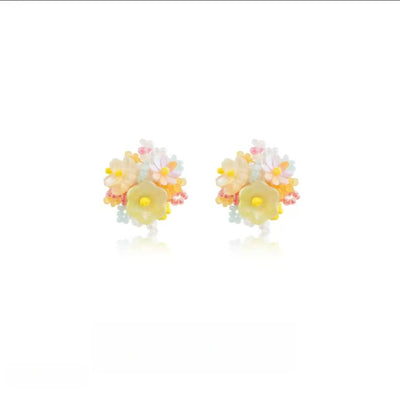 AuraNudge Floral Earrings Set – Orange & Light Blue Flower Studslbuy-one-get-one-free