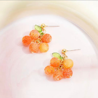AuraNudge Orange Earrings – Playful Fruit-Shaped Dangle Earrings