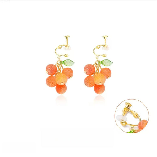 AuraNudge Orange Earrings – Playful Fruit-Shaped Dangle Earrings