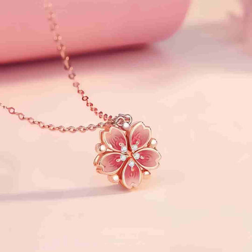 AuraNudge "Blossom Shift" Kinetic Necklace — 2-in-1 Magnetic Peach Blossom (925 Silver)