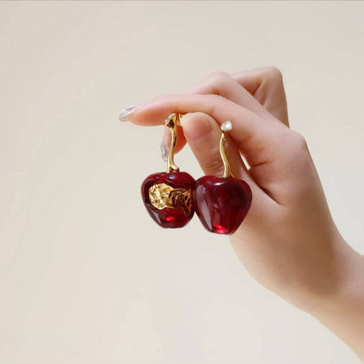 The Cherry Magnet Patch: 18K Gold-Plated Brass & Glossy Resin Aesthetic Anchor