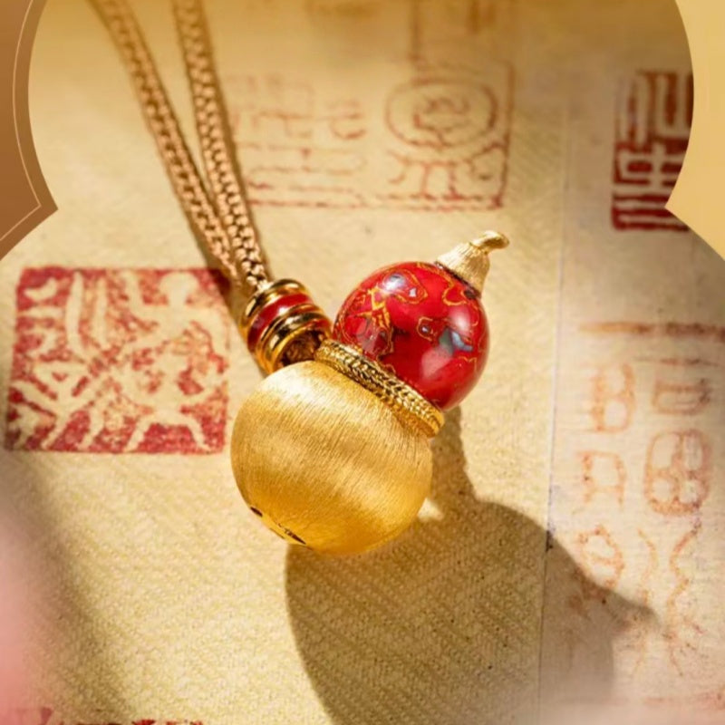 AuraNudge Resilience Gourd: Portable Emotional Anchor | 24K Gold-Plated & Hand-Finished Brass