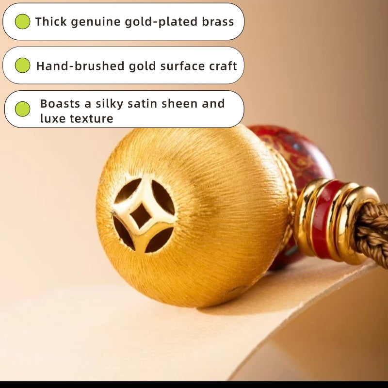 AuraNudge Resilience Gourd: Portable Emotional Anchor | 24K Gold-Plated & Hand-Finished Brass