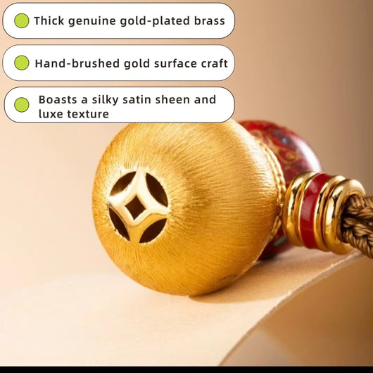 AuraNudge Resilience Gourd: Portable Emotional Anchor | 24K Gold-Plated & Hand-Finished Brass