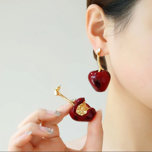 The Cherry Magnet Patch: 18K Gold-Plated Brass & Glossy Resin Aesthetic Anchor