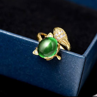 Temperature-Responsive Color-Changing Ring | Vintage Gold-Tone Finish | Interactive Cabochon Mood Jewelry