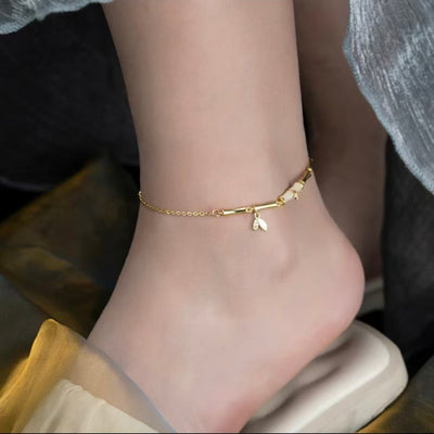 The Bamboo Serenity Ankle Anchor: 18K Gold, Jade & Micro-Pave CZ Anklet — For Resilient Frame Alignment