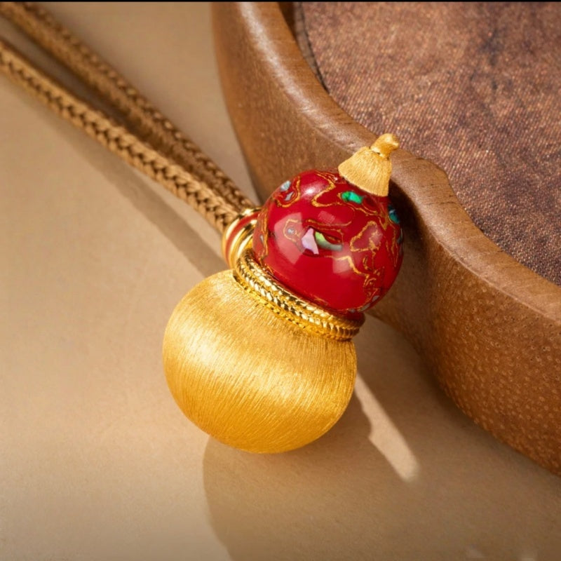 AuraNudge Resilience Gourd: Portable Emotional Anchor | 24K Gold-Plated & Hand-Finished Brass