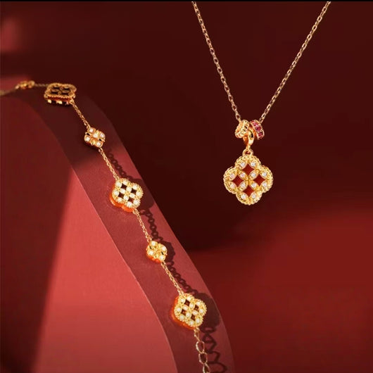 The "Prosperity Quad" Resonance | Aura-Synchronized Four-Leaf Fortune Jewelry
