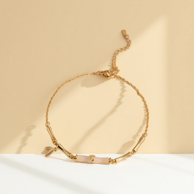 The Bamboo Serenity Ankle Anchor: 18K Gold, Jade & Micro-Pave CZ Anklet — For Resilient Frame Alignment