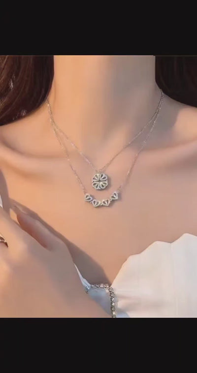 AuraNudge "The Shift" Kinetic Necklace — 2-in-1 Convertible Clover (925 Silver)